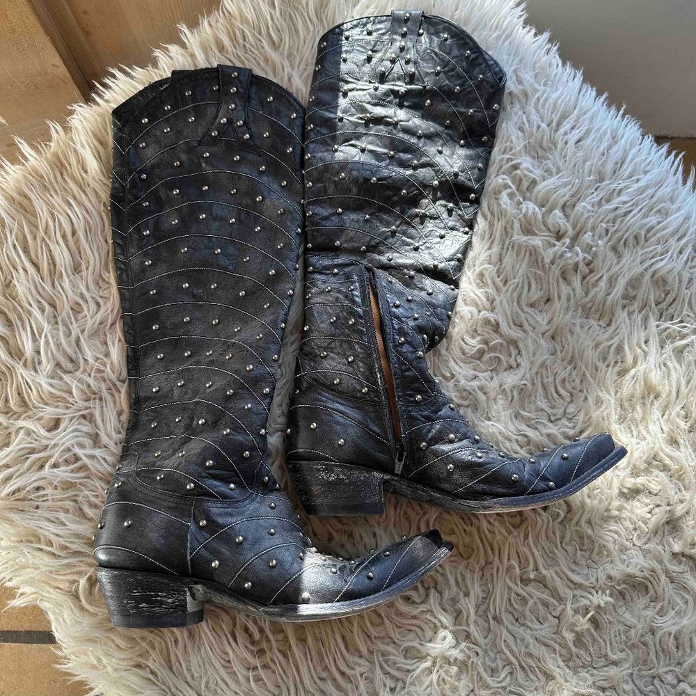 Old Gringo Women's Black Studded High Cowboy Boot
